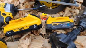 DEWALT PowerStack Vs High Output Compact 4Ah Battery With Drill, Circular Saw & Impact Driver