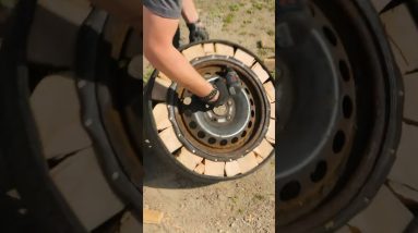 Check a Tire Filled With Wood